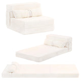 Tiita Folding Sofa Bed Couch,Single Size Foldable Futon Chair Bed with Pillow, Folding Sleeper Sofa Chair Bed Floor Mattress for Guest Room, Living Room, Beige Tiita