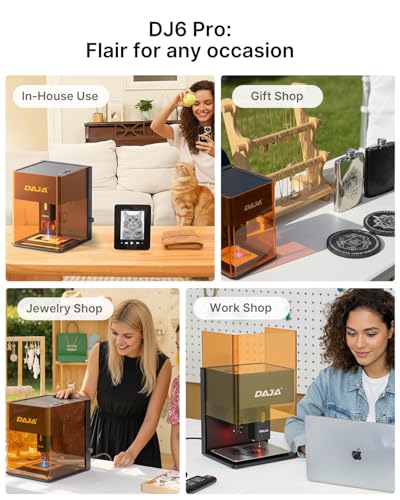 DAJA DJ6Pro Enclosed Laser Engraver Machine Desktop Laser Cutter with Rasiers support Lightburn for DIY beginner-friendly (10W) DAJA