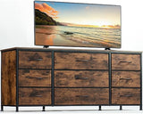 EnHomee Dresser TV Stand with Drawers, Media Console Table for 60 '', TV Console with 9 Drawers for Bedroom, Entertainment Center with Sturdy Metal Frame & Wood Top,Living Room,Closet, Rustic Brown EnHomee