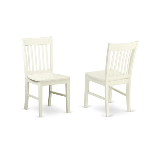 East West Furniture Norfolk Dining Room Slat Back Solid Wood Seat Chairs, Set of 2, Linen White - WoodArtSupply