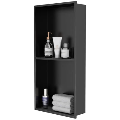 dancrul Stainless Steel Shower Niche, 24" X 12" Recessed Shower Shelf, Ready to Tile Niche for Bathroom Storage, Matte Black