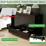 Keloyid Queen Murphy Bed Included Mattress：Wood Murphy Bed Cabinet with USB Charging Station and Large Storage Drawer for Bedrooms/Guest Rooms/Apartments, Black-13 Keloyid