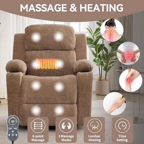 Eafurn Power Lift Recliner Chair for Elderly with Massage and Heat, Heavy Duty Electric Living Room Reclining Chair with 8-Point Vibration & Lumbar Heating, Dual USB Ports, 2 Cup Holders Eafurn