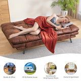 AMICLIBER Faux Leather Futon Sofa Bed,Convertible Futon Couch,Memory Foam Loveseat Sleeper Sofa,Small Splitback Modern Folding Couch for Living Room,Office,Apartment,Retro Brown AMICLIBER
