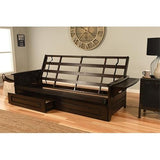 Kodiak Furniture Phoenix Queen Espresso Wood Storage Futon-Charcoal Mattress Kodiak Furniture