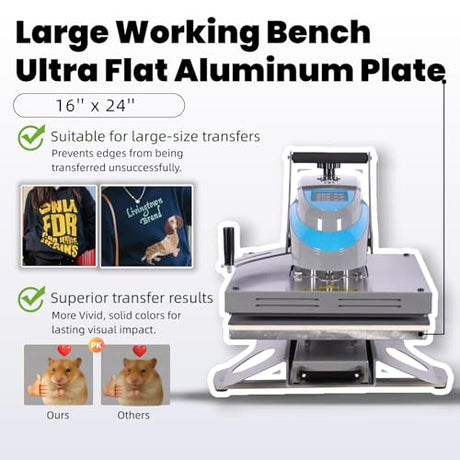 Eonvest 16x24 Manual 90° Swing Away Heat Press Machine with Slide Out Base, 2kw, High Pressure, Designed for Industrial, Small Business, or Home Use. (Grey and Blue, 16x24 Manual) Eonvest