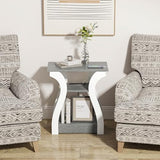 FROMJBEST End Tables Living Room, Grey End Table with Charging Station, Grey Side Table, Nightstand for Bedroom, 3 Tier End Table with Storage Shelf for Living Room FROMJBEST