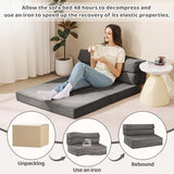JUIKURY Folding Sofa Bed, Convertible Sleeper Chair with Pilow Foldable Matress, 2 in 1 Pull Out Loveseat Sofa Portable Fold Out Chair Bed Floor Couch Lounge for Living Room Bedroom (Grey, Full) JUIKURY