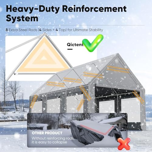 Quictent Heavy Duty 10x20 ft Carport Tent with Ultra-High Peak & Ventilation Windows, Waterproof Outdoor Canopy Shelter for Events, Storage, Parking & Wedding - Gray Quictent