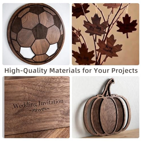 1/8" Walnut Plywood Sheets, 17x11.8x1/8 Inch 8 Pack, 3mm Plywood for Laser Cutting, Engraving, Wood Burning, Unfinished Wood for Crafts, Architectural Models, Drawing & Painting, DIY Projects BOWIJANYZ