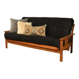Kodiak Furniture 75" Traditional Full-Size Suede Fabric Futon Mattress with Coil Hinged Innerspring Unit, Foam Construction, Tufted Cover, in Black Finish - Frame Not Included Kodiak Furniture