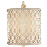 Regency Hill French Country Traditional Candlestick Buffet Table Lamp Vintage 34" Tall Skinny Ivory Off White Metal Lattice Double Shade for Living Room House Home Entryway Dining Family Regency Hill