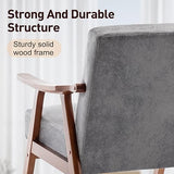 Furnimart Grey Accent Chair, Mid Century Modern Living Room Chair with Wood Frame, Comfy Armchair Wingback Chair for Office Study Vanity Bedroom Waiting Room Furnimart