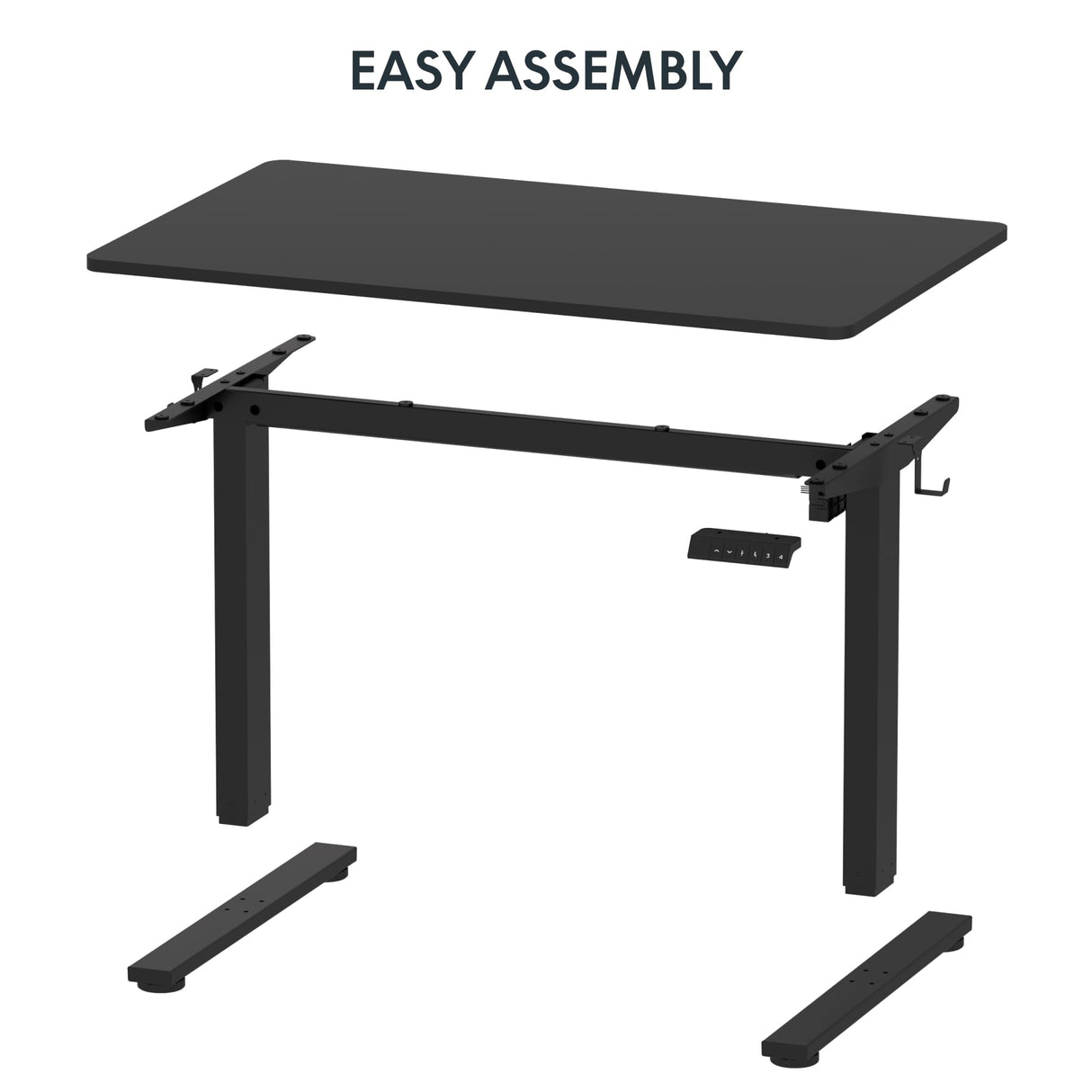 FLEXISPOT Standing Desk 48 x 24 Inches Whole-Piece Desk Board Electric Stand Up Desk Height Adjustable Desk for Home Office Sit Stand Desk(Black Frame + 48" Black Top) FLEXISPOT