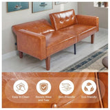 Trygoal Adjustable Backrest Convertable Sofa, Modern PU Leather 2-Seat Futon Sofa, Convertible Faux Leather Sleeper Couch with Armrests, Couch for Living Room Home Office Spaces Trygoal
