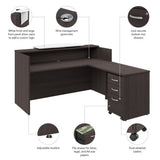 Bush Business Furniture Arrive 72W x 72D L Shaped Reception Desk with Counter and Mobile File Cabinet in Storm Gray Bush Furniture