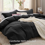 Bedsure Black Duvet Cover Full Size - 3 Pieces Prewashed Extra Soft Cotton-Like Polyester Bedding Set, Includes 1 Duvet Cover 80x90 Inches with Zipper Closure & 2 Pillow Shams, Comforter Not Included Bedsure