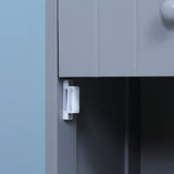 HOMCOM Bathroom Storage Cabinet, Free Standing Bathroom Storage Unit, Tall Linen Tower with 3-Tier Shelves and Drawer, Grey HOMCOM