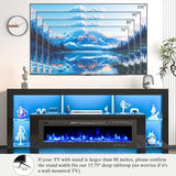 94.5" Fireplace TV Stand for TVs Up to 100", Gaming LED Entertainment Center with 50" Electric Fireplace, Modern High Gloss Media Console for Living Room, Glass Shelves & Open Storage, Black CayugaCrekrd