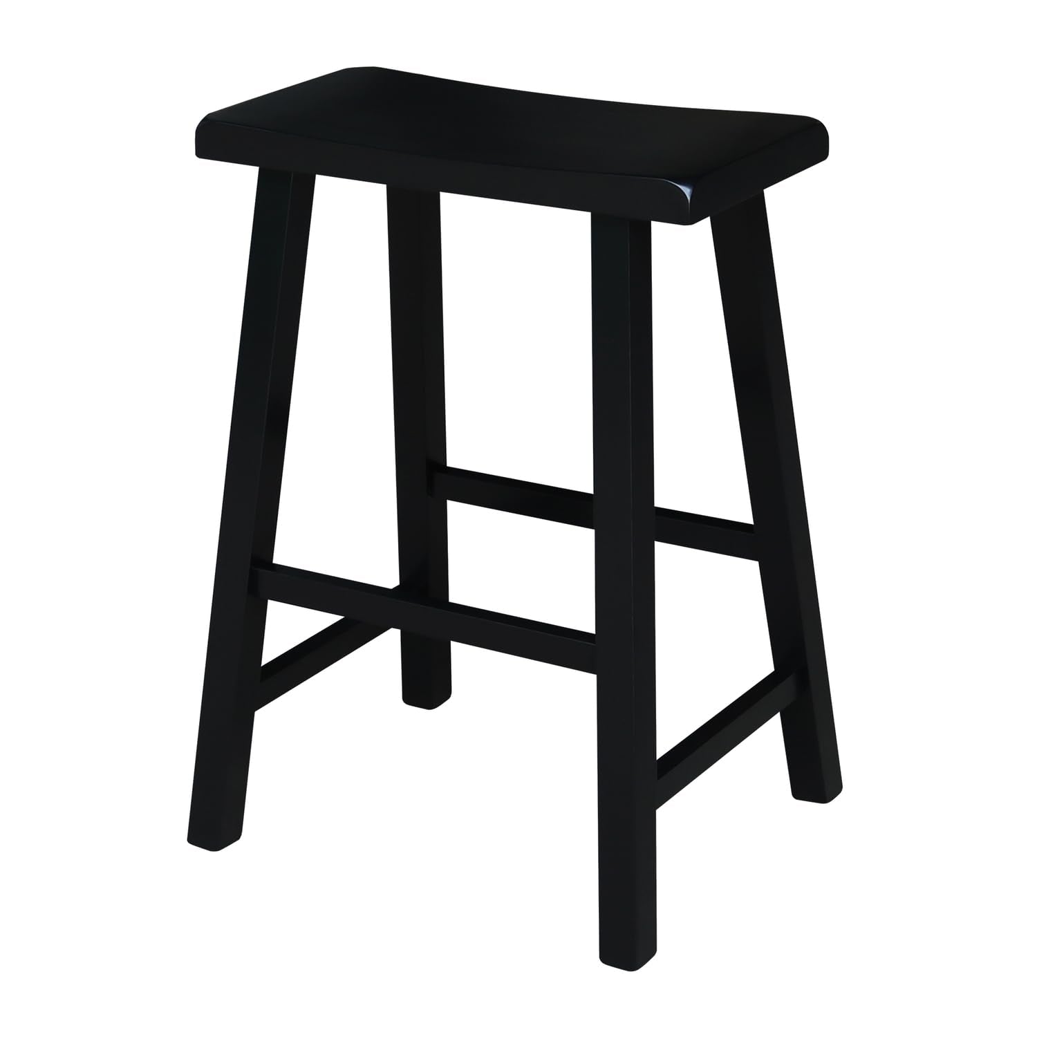 International Concepts 24-Inch Saddle Seat Barstool, Aged Black - WoodArtSupply