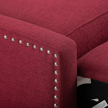 Push Back Recliner Chair,Easy Chairs for Small Spaces,Comfy Armchair,Reading Recliner Chairs for Adults,Living Room Accent Chair, Wingback and Rivets Design for Modern Recliner Chair (Red) NITYASUNDARA
