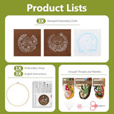 Santune 3 Pack Embroidery Kit Cross Stitch Needlepoint Kits for Beginners Adult Needle Point Sets with Mushroom & Horse Embroidery Patterns, Includes Step-By-Step Instructions & Accessories