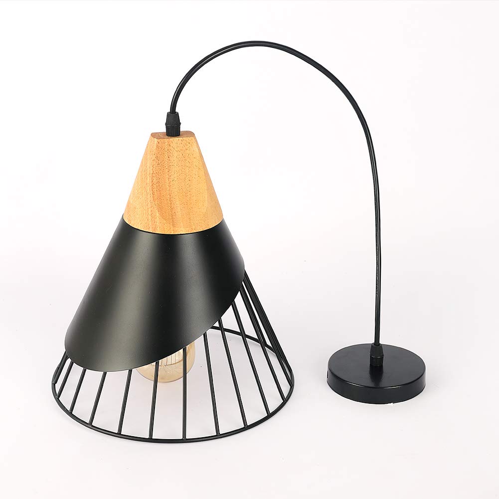 Mxsaoud Modern Black Pendant Light Over Kitchen Island, Adjustable Wood Hanging Light Fixture,Industrial Pendant Lighting for Dining Room,Living Room,Bedroom,Hallway,Kitchen,Bar Mxsaoud