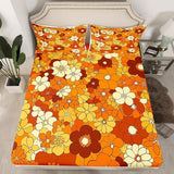 Boho Floral Bed Sheets Set King Retro Groovy Flowers Sheet Set 60S 70S Hippie Flower Power Bedding Set For Kids Girls Women Groovy Natural Garden Botanical Fitted Sheet Orange Brown Flat Sheet 4 Pcs Erosebridal