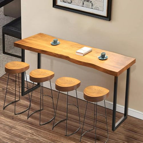 Narrow High Top Bar Table with Metal Legs – Modern Industrial Pub Console for Dining and Bistro ZanyCajole