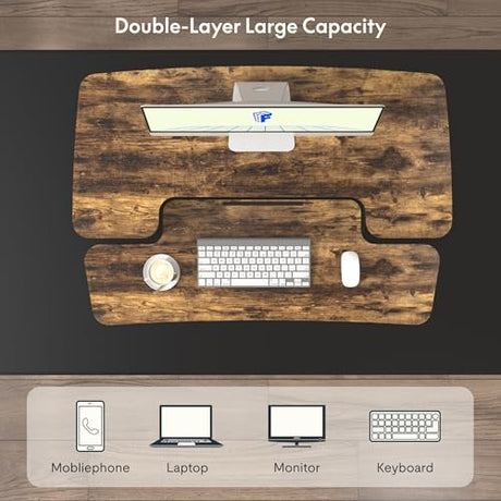 FLXISPOT 36" Standing Desk Converter, Quick Sit Stand up Desktop Riser Height Adjustable Monitor and Laptop Workstation with Keyboard Tray, Rustic Color FLEXISPOT