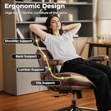 ovios Ergonomic Office Chair, High Back Faux Leather Executive Chairs with Thick Cushion, Comfy Mid-Century Modern Swivel Rolling Computer Armchair (Dark Brown, Suede Leather) ovios
