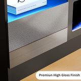 Cozy Castle Fireplace Tv Stand with 30”Electric Fireplace Up to 75" Tvs,LED High Gloss Modern Tv Stand for 65 70" Tv,Entertainment Center Tv Console with Storage,Charging Station for Living Room,Black Cozy Castle