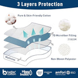 HOMTEC King Mattress Pad Cotton Mattress Pad Cover Quilted Mattress Cover 18-22" Deep Pocket Mattress Protector King Size Thin Down Alternative Filling Noiseless & Breathable HOMTEC