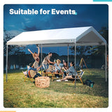 ADVANCE OUTDOOR 10x15 ft Heavy Duty Carport Potable Car Canopy Garage Party Tent Boat Shelter, Adjustable Height from 9.5 ft to 11 ft, White ADVANCE OUTDOOR