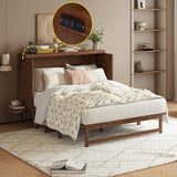 RuiSiSi Queen Size Murphy Bed with Desk and USB Ports, Foldable Murphy Bed Cabinet with Side Shelves for Bedroom, Guest Room, Home Office, can be Folded into a Cabinet, Walnut RuiSiSi