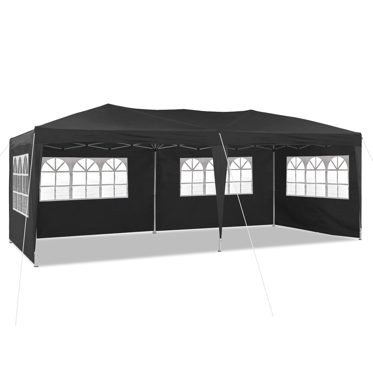 TUKAILAI 10' x 20' Pop Up Gazebo Marquee, Anti-UV Party Wedding Tent Event Shelters with 6 Removable Sidewalls & Carry Bag, Heavy Duty Instant Canopy for Outdoor Camping Garden Patio (Black) TUKAILAi