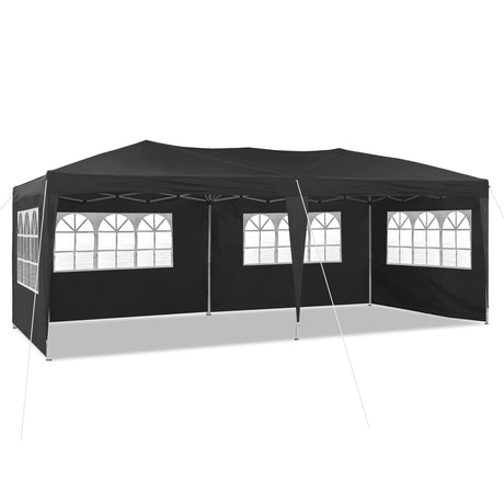 TUKAILAI 10' x 20' Pop Up Gazebo Marquee, Anti-UV Party Wedding Tent Event Shelters with 6 Removable Sidewalls & Carry Bag, Heavy Duty Instant Canopy for Outdoor Camping Garden Patio (Black) TUKAILAi