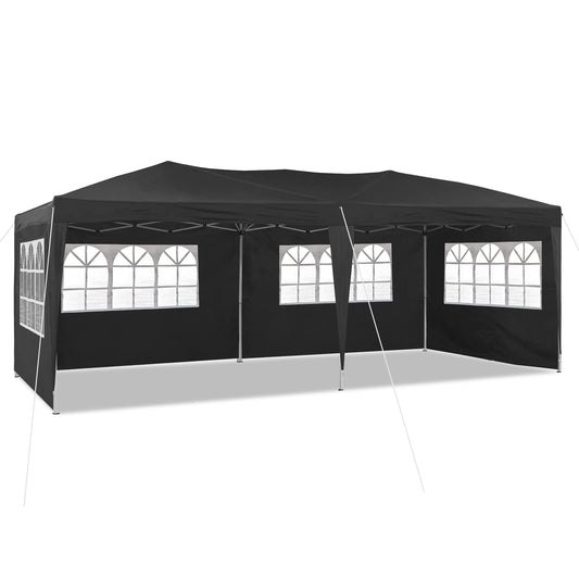 TUKAILAI 10' x 20' Pop Up Gazebo Marquee, Anti-UV Party Wedding Tent Event Shelters with 6 Removable Sidewalls & Carry Bag, Heavy Duty Instant Canopy for Outdoor Camping Garden Patio (Black) - WoodArtSupply