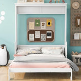 Brisca Queen Size Murphy Bed with a Shelf & Wood Slats,Bed Frame W/Modern and Simple Design,No Spring Box Needed,for Apartment,Bedroom,Guest Room,White Brisca