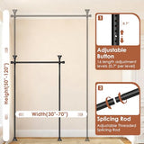 Room Divider Curtain Rod, No Drilling Partition Room Dividers Wall Separator Adjustable 30-70"(W) 50-120" (H) Heavy Duty 1 inches Tension Rod, Black PadPure