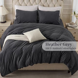 PURE ERA Jersey Knit Duvet Cover Set 100% T-Shirt Cotton Super Soft Comfy 3pc Bedding Set with Zipper Closure (Heather Charcoal Grey, Queen) PURE ERA