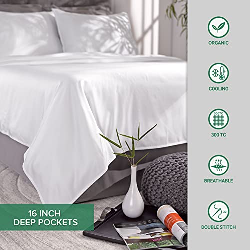 King Sheets by Pure Bamboo, Genuine 100% Organic Viscose Derived from Bamboo Bed Sheet Set, Soft & Cooling, Double Stitching, 2 Year Quality Promise (King, White) Pure Bamboo