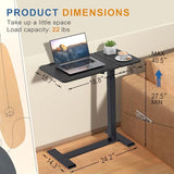 yaaqoo Adjustable Overbed Bedside Table with Hidden Wheels, Pneumatic Tilt Board Rolling Laptop Standing Desk Cart, Mobile Over Bed Sofa Chair Side End Tables, Walnut (Black) yaaqoo