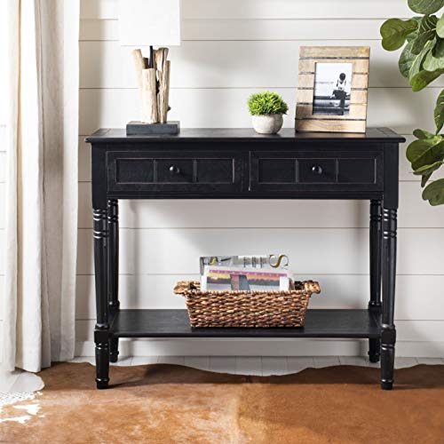 Safavieh American Homes Collection Samantha Distressed/Black 2-Drawer Console Table - WoodArtSupply