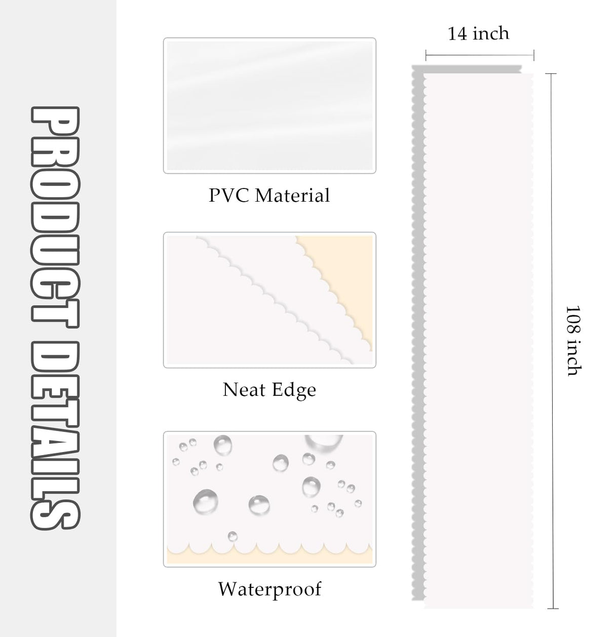 MUNILAIL 6 Pcs White Scalloped Table Runner 14 x 108 Plastic Table Runner for Birthday Wedding Baby Shower Party Disposable Table Runner MUNILAIL