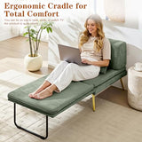 wanan Convertible Sofa Bed, 3-in-1 Futon Sleeper Chair with Back Support & Pillow, Chenille Fabric Single Daybed with Solid Wood Frame & Sturdy Metal Legs, for Living Room Bedroom, Vintage Green wanan