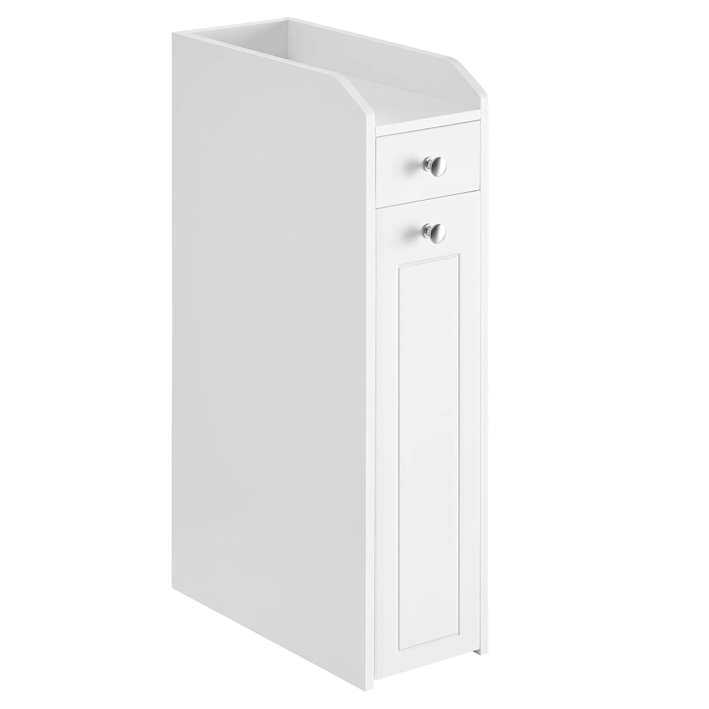 VASAGLE Small Bathroom Storage Cabinet, Slim Bathroom Storage Organizer, Toilet Paper Holder with Storage, Toilet Paper Storage Cabinet with Slide Out Drawers, for Small Spaces, White UBBC847P31