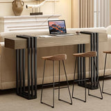 Curlaky 63" Long Console Table for Entryway - Behind Couch Table for Living Room, Wood Sofa Tables with Black Parallel Metal Frame & Power Outlet for Hallway, Entrance, Narrow Foyer, Light Walnut Curlaky