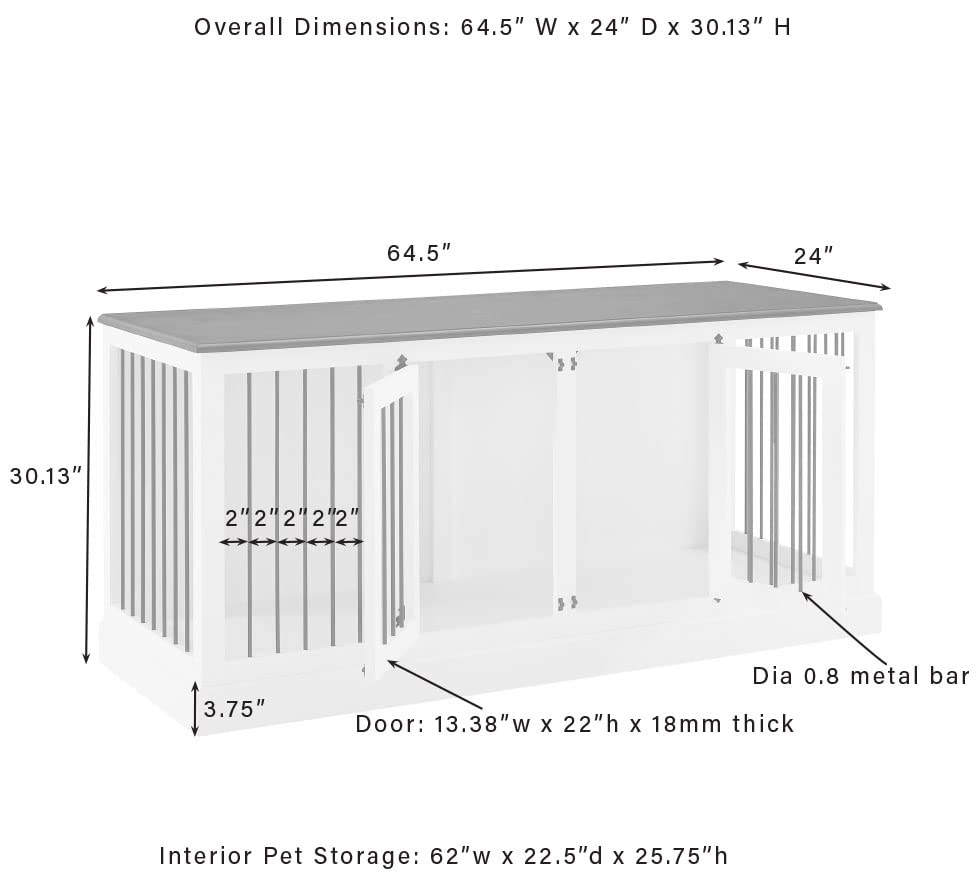 Crosley Furniture Winslow Medium Credenza Dog Crate Kennel for Pets, Dark Brown Crosley Furniture