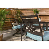Hanover Montclair 7-Piece Outdoor Dining Set with 6 Swivel Rockers, Ocean Blue Cushions and Stamped Steel Rectangular Dining Table, Patio Dining Set for 6, Premium All-Weather Patio Furniture for Deck Hanover